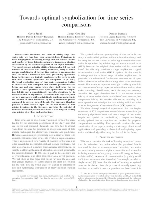 Towards optimal symbolization for time series comparisons Thumbnail