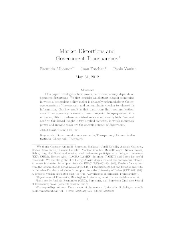 Market distortions and government transparency Thumbnail