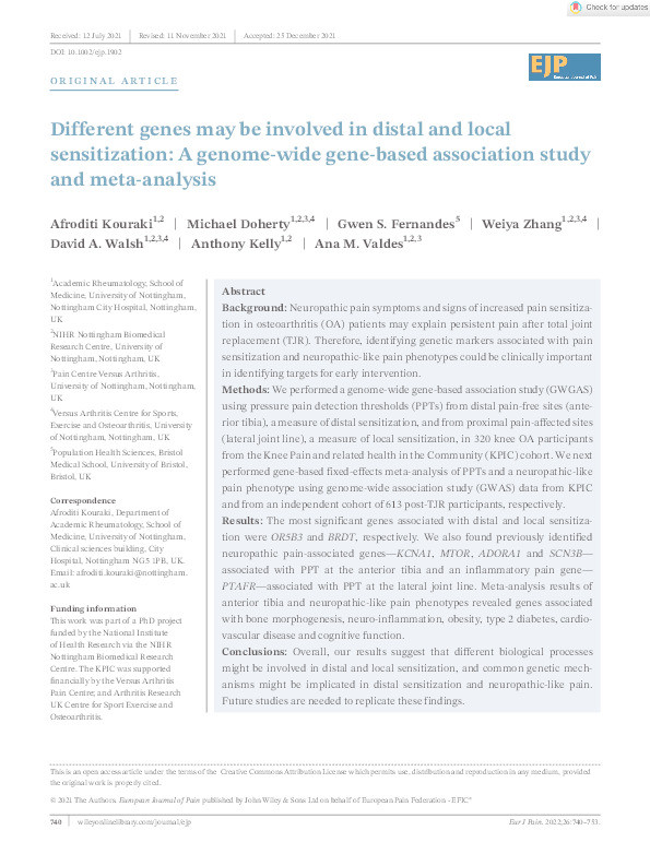 Different genes may be involved in distal and local sensitization: A genome‐wide gene‐based association study and meta‐analysis Thumbnail