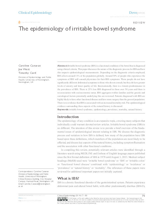 The epidemiology of irritable bowel syndrome Thumbnail