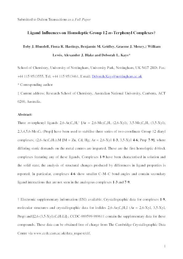 Ligand influences on homoleptic Group 12 m-terphenyl complexes Thumbnail