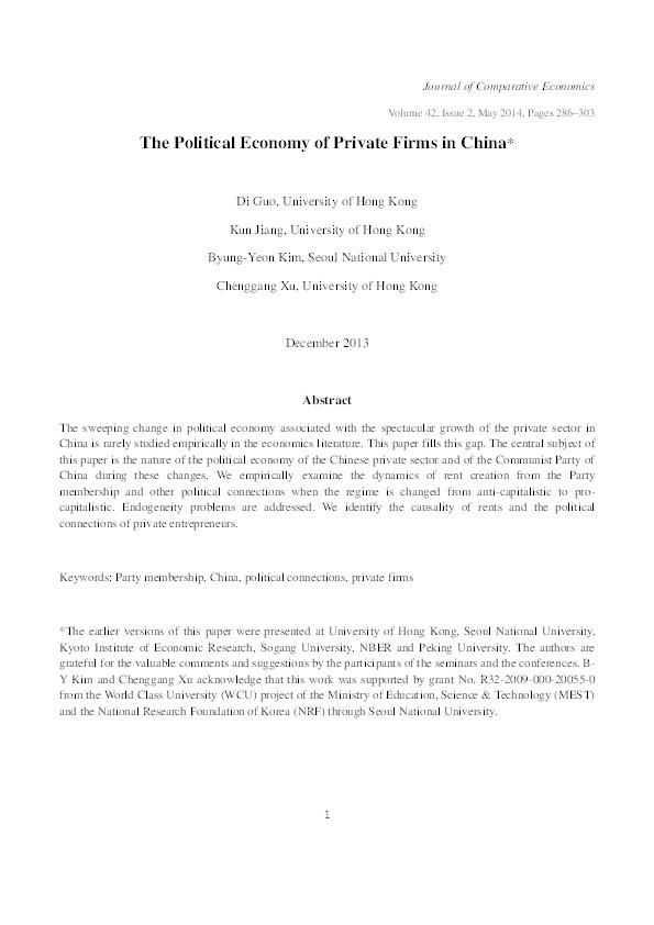The political economy of private firms in China Thumbnail