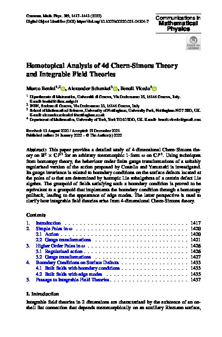 Homotopical Analysis of 4d Chern-Simons Theory and Integrable Field Theories Thumbnail