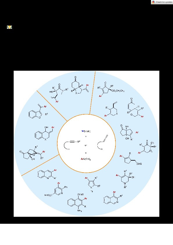 Nickel‐Catalyzed Arylative Cyclizations of Alkyne‐ and Allene‐Tethered Electrophiles using Arylboron Reagents Thumbnail