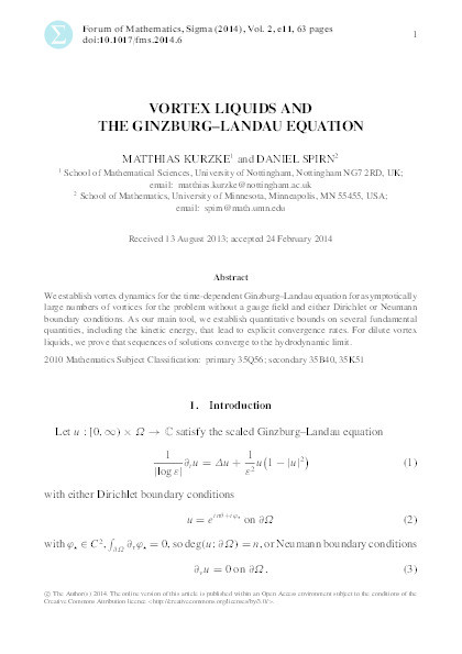 Vortex liquids and the Ginzburg-Landau equation Thumbnail