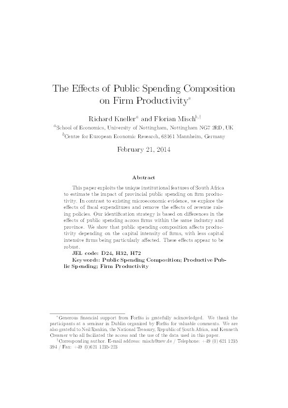The effects of public spending composition on firm productivity Thumbnail