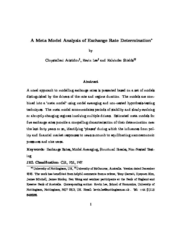 A Meta Model Analysis of Exchange Rate Determination Thumbnail
