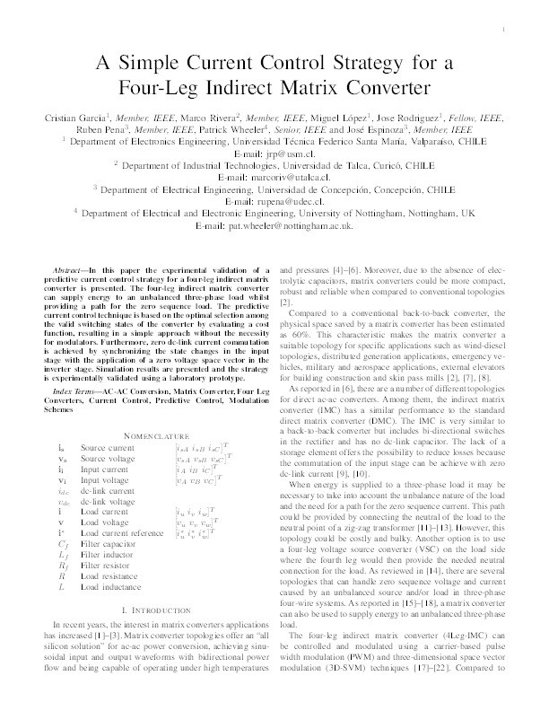 A Simple Current Control Strategy for a Four-Leg Indirect Matrix Converter Thumbnail