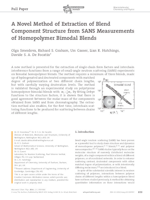A novel nethod of extraction of blend component structure from SANS measurements of homopolymer bimodal blends Thumbnail