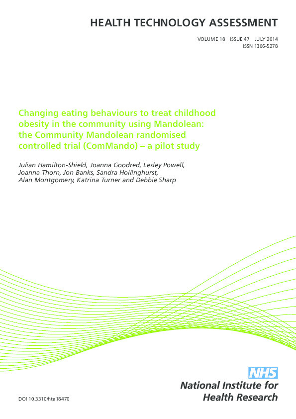 Changing eating behaviours to treat childhood obesity in the community using Mandolean: the Community Mandolean randomised controlled trial (ComMando) – a pilot study Thumbnail