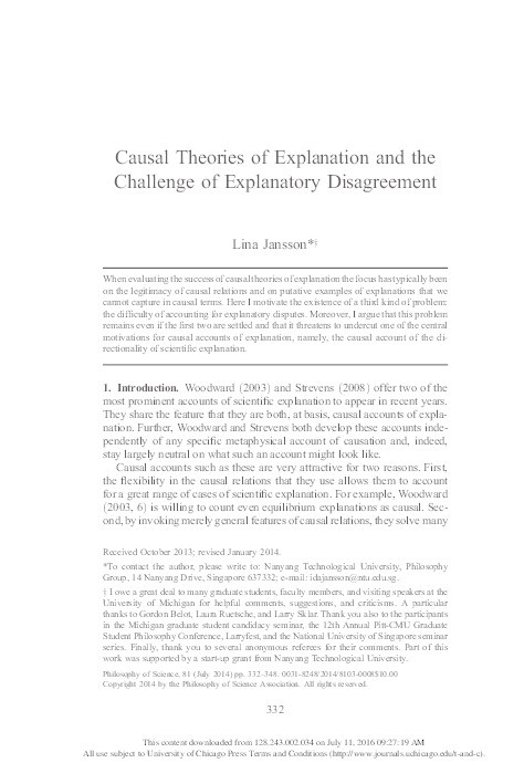 Causal theories of explanation and the challenge of explanatory disagreement Thumbnail