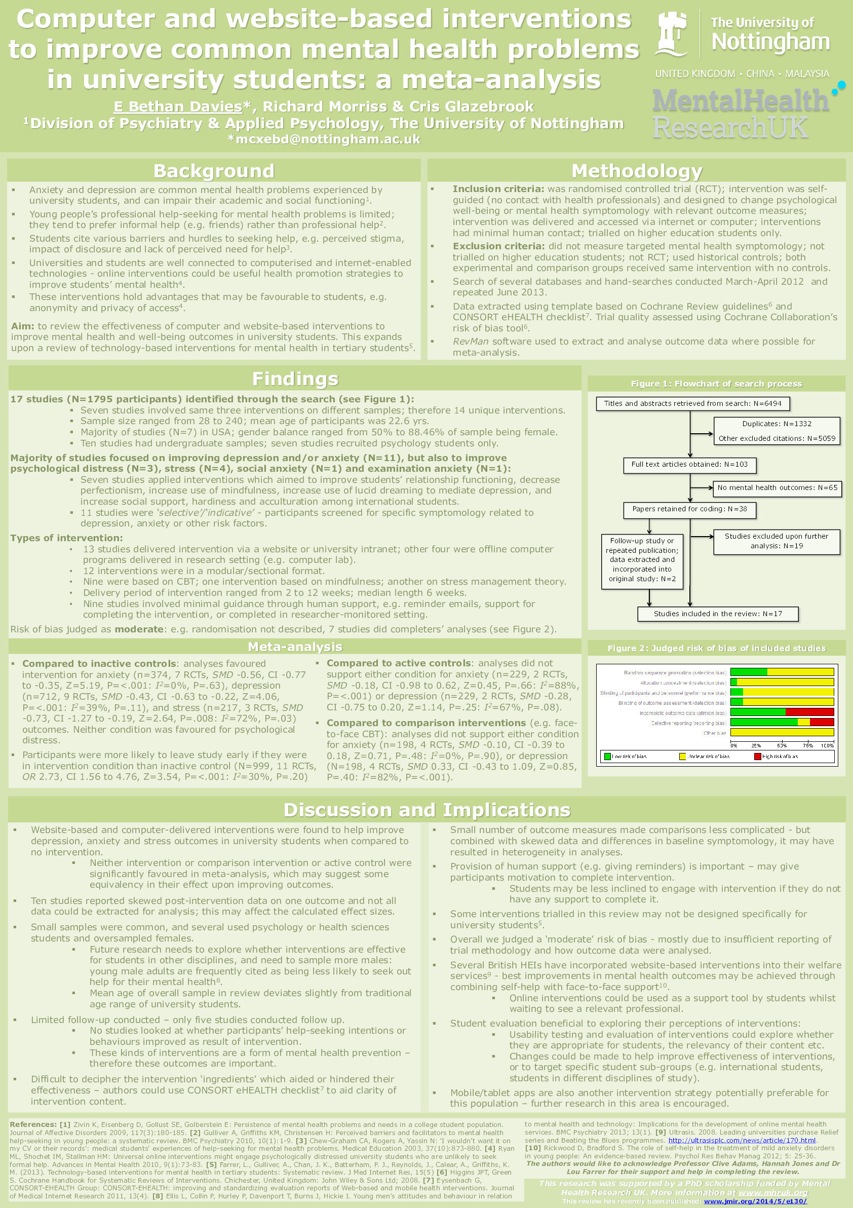 Computer and website-based interventions to improve common mental health problems in university students: a meta-analysis Thumbnail