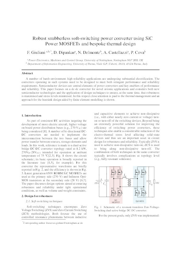Robust snubberless soft-switching power converter using SiC power MOSFETs and bespoke thermal design Thumbnail