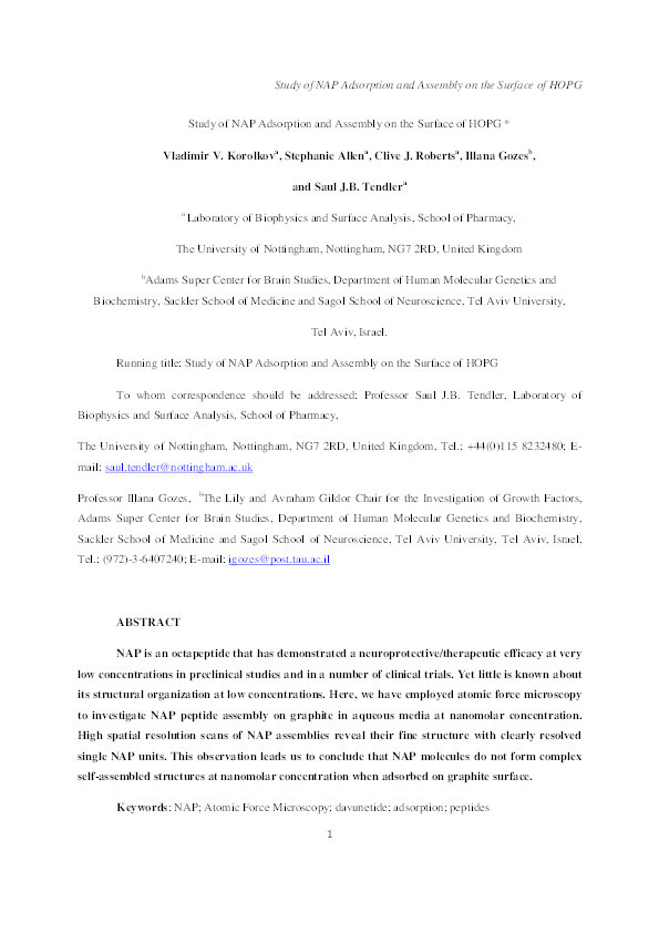 Study of NAP adsorption and assembly on the surface of HOPG Thumbnail