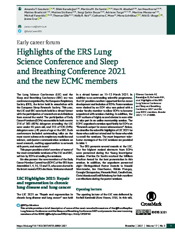 Highlights of the ERS Lung Science Conference and Sleep and Breathing Conference 2021 and the new ECMC members Thumbnail