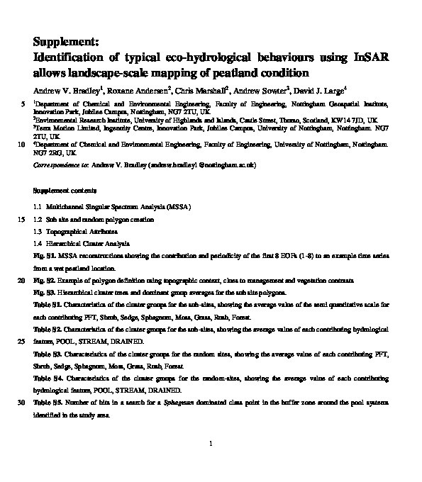 Supplement: Identification of typical eco-hydrological behaviours using InSAR allows landscape-scale mapping of peatland condition Thumbnail