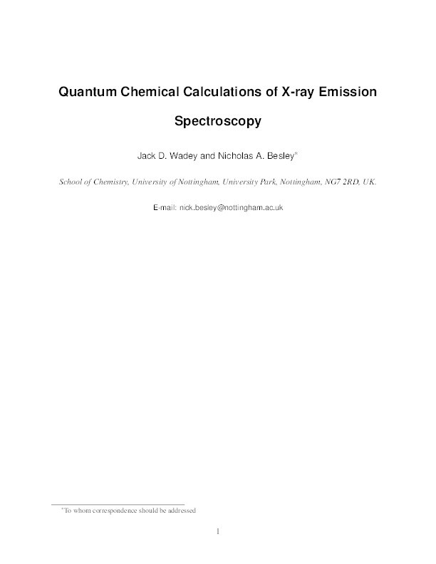 Quantum chemical calculations of X-ray emission spectroscopy Thumbnail