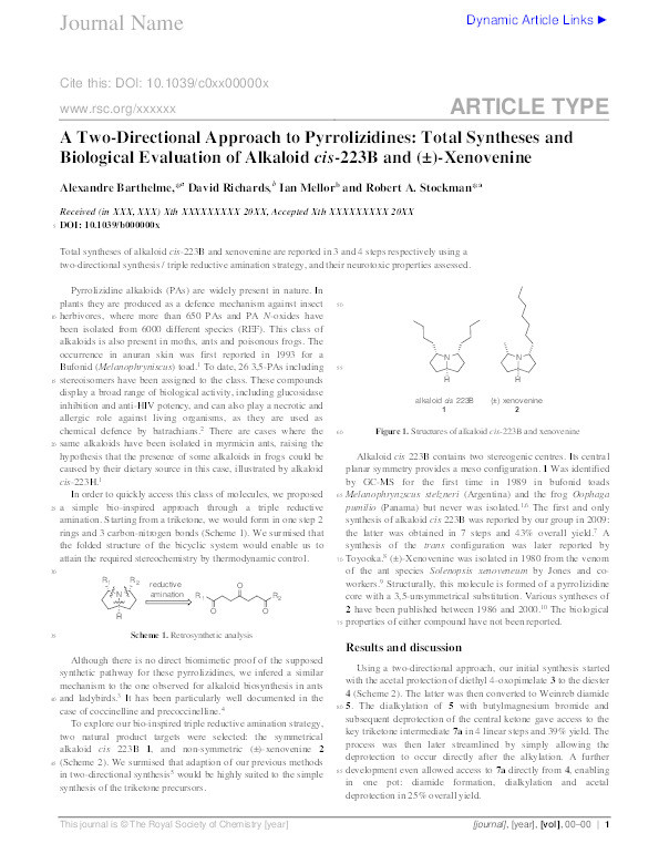 Two-directional synthesis and biological evaluation of alkaloid 5-epi-cis-275B? Thumbnail