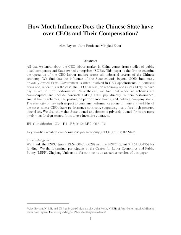 How Much Influence does the Chinese State have Over CEOs and their Compensation? Thumbnail