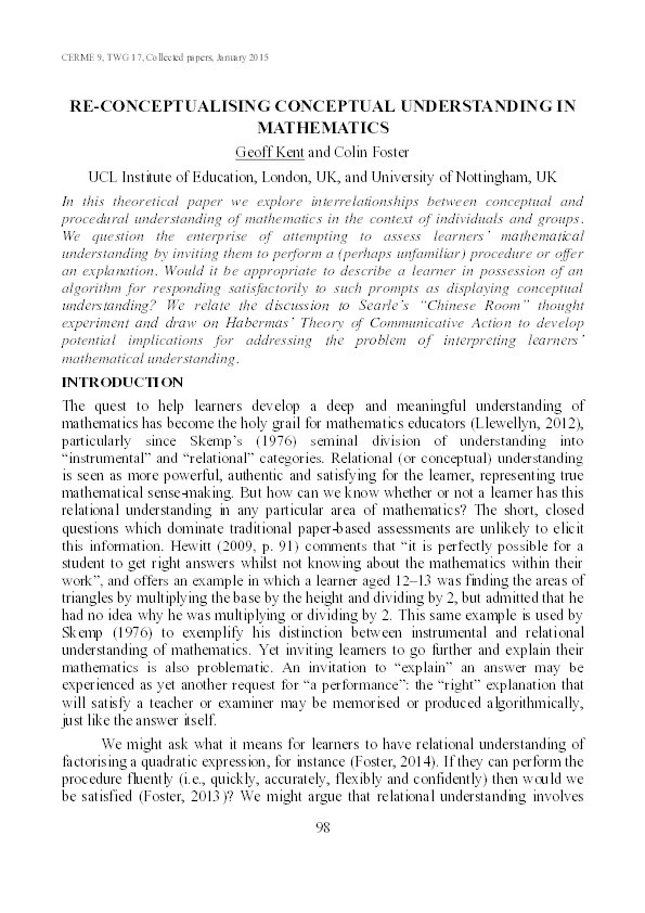 Re-conceptualising conceptual understanding in mathematics Thumbnail