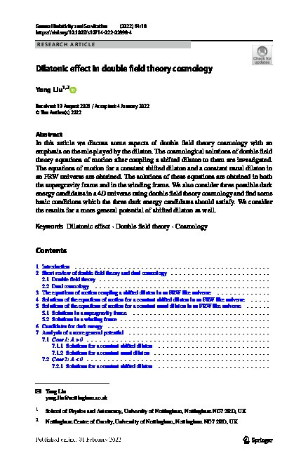 Dilatonic effect in double field theory cosmology Thumbnail