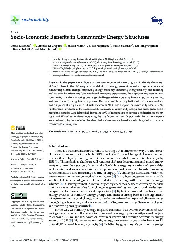 Socio-Economic Benefits in Community Energy Structures Thumbnail