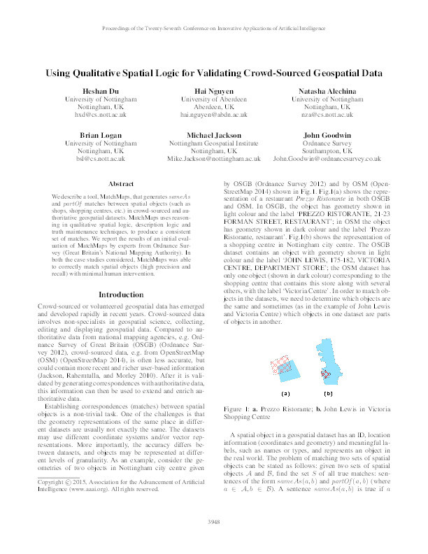 Using qualitative spatial logic for validating crowd-sourced geospatial data Thumbnail