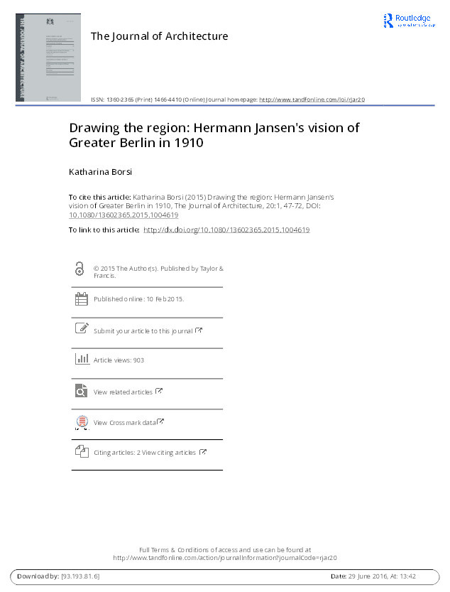 Drawing the region: Hermann Jansen's vision of Greater Berlin in 1910 Thumbnail
