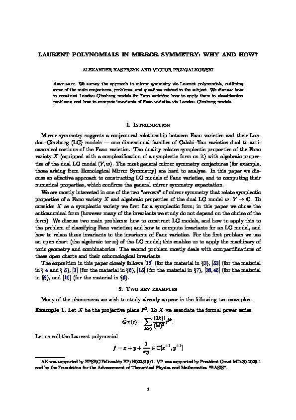 Laurent polynomials in Mirror Symmetry: why and how? Thumbnail