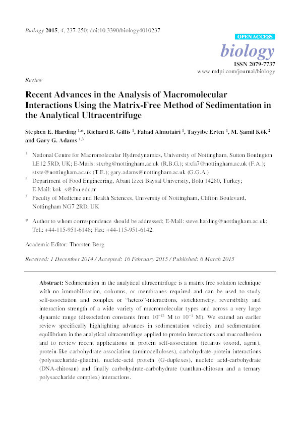 Recent advances in the analysis of macromolecular interactions using the matrix-free method of sedimentation in the analytical ultracentrifuge Thumbnail