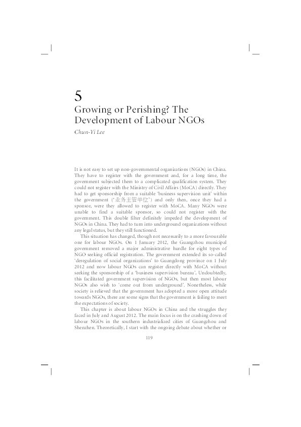 Growing or perishing? The development of labour NGOs Thumbnail