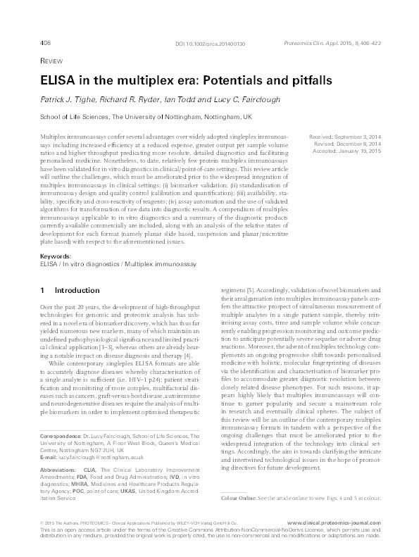 ELISA in the multiplex era: potentials and pitfalls Thumbnail