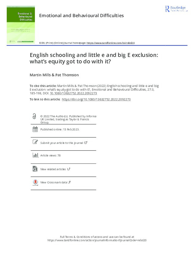 English schooling and little e and big E exclusion: what’s equity got to do with it? Thumbnail