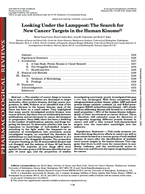 Looking Under the Lamppost: The Search for New Cancer Targets in the Human Kinome Thumbnail