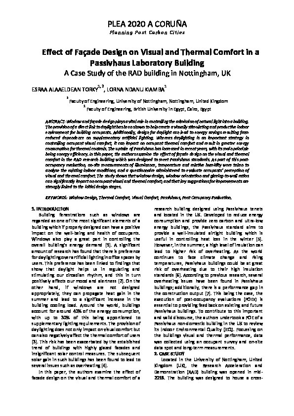 Effect of Façade Design on Visual and Thermal Comfort in a  Passivhaus Laboratory Building Thumbnail