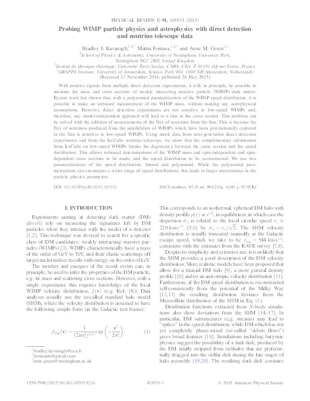 WIMP particle physics and astrophysics with direct detection and neutrino telescope data Thumbnail