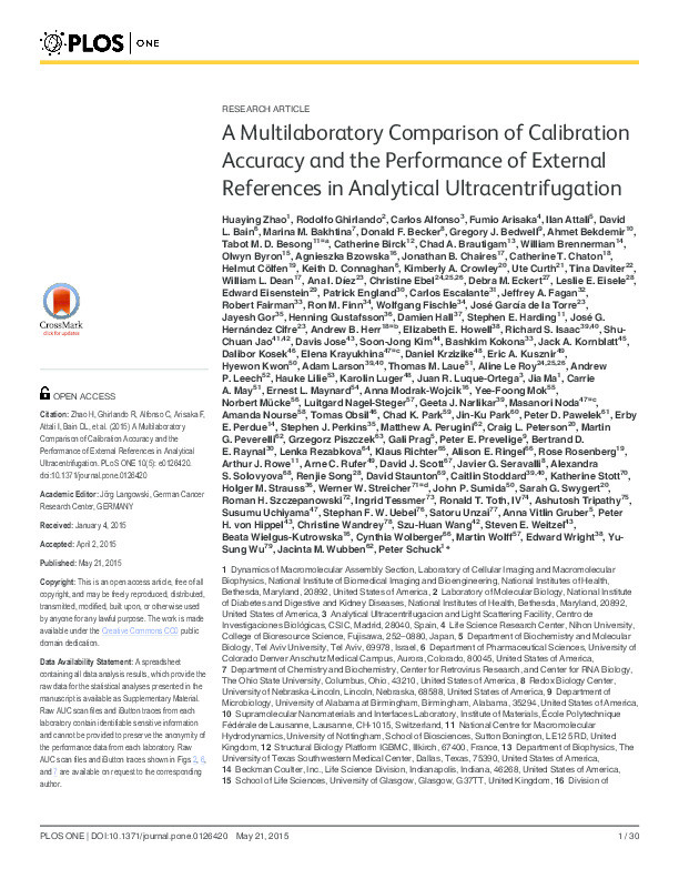 A Multilaboratory Comparison of Calibration Accuracy and the Performance of External References in Analytical Ultracentrifugation Thumbnail
