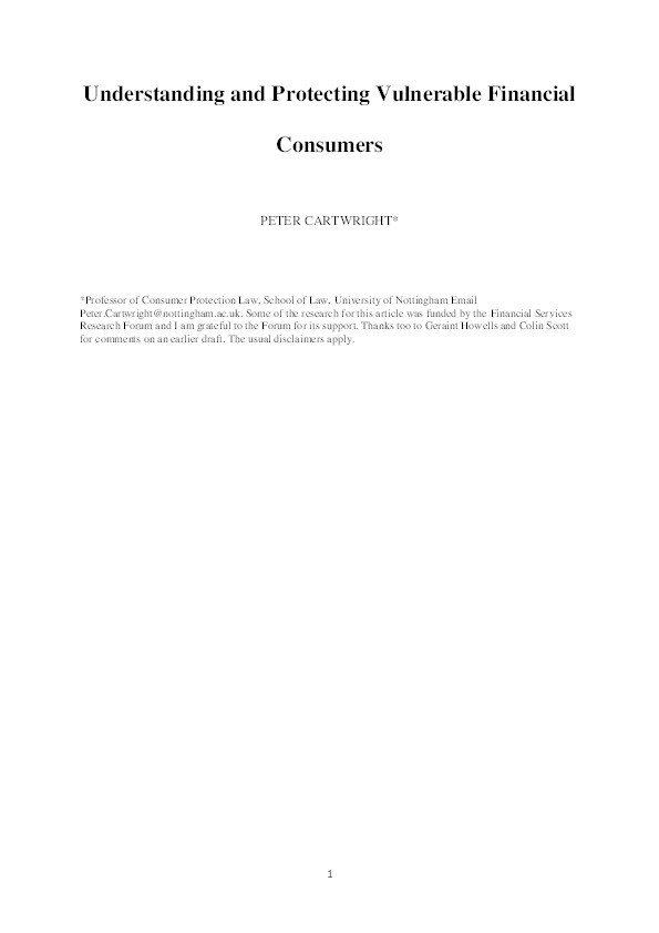 Understanding and protecting vulnerable financial consumers Thumbnail