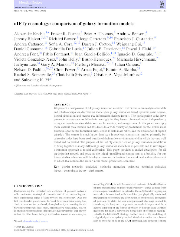 nIFTy cosmology: comparison of galaxy formation models Thumbnail