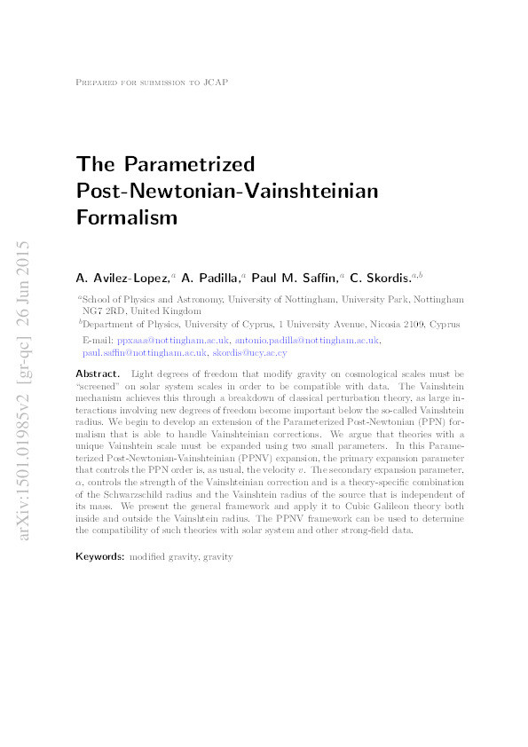 The Parametrized Post-Newtonian-Vainshteinian formalism Thumbnail