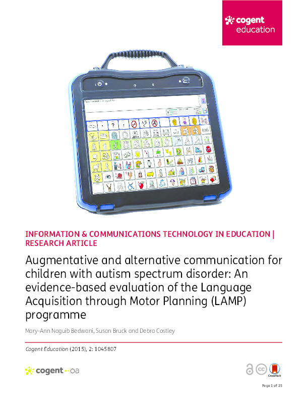 Augmentative and alternative communication for children with autism spectrum disorder: an evidence-based evaluation of the Language Acquisition through Motor Planning (LAMP) programme Thumbnail