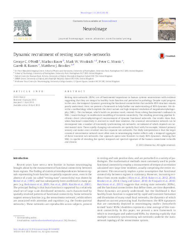 Dynamic recruitment of resting state sub-networks Thumbnail