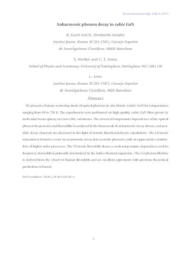 Anharmonic phonon decay in cubic GaN Thumbnail