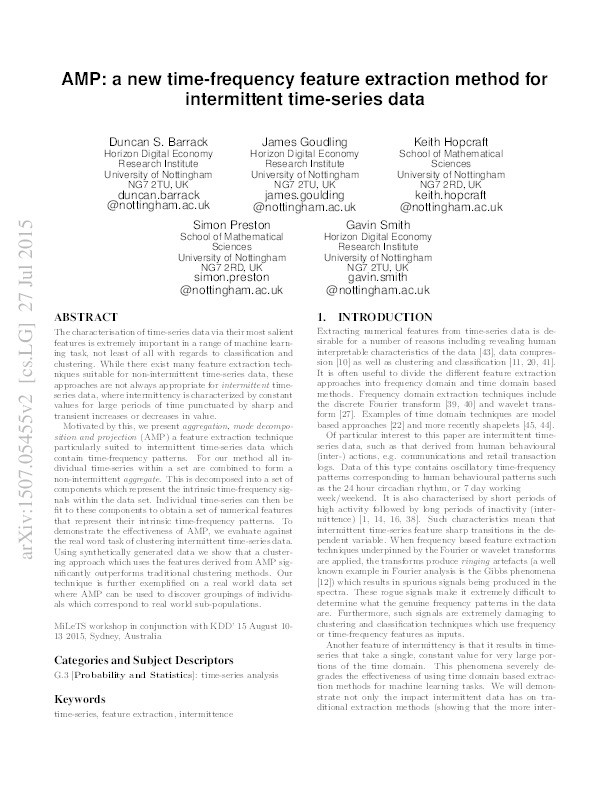 AMP: a new time-frequency feature extraction method for intermittent time-series data Thumbnail