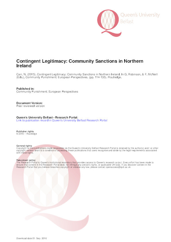 Contingent legitimacy: community sanctions in Northern Ireland Thumbnail