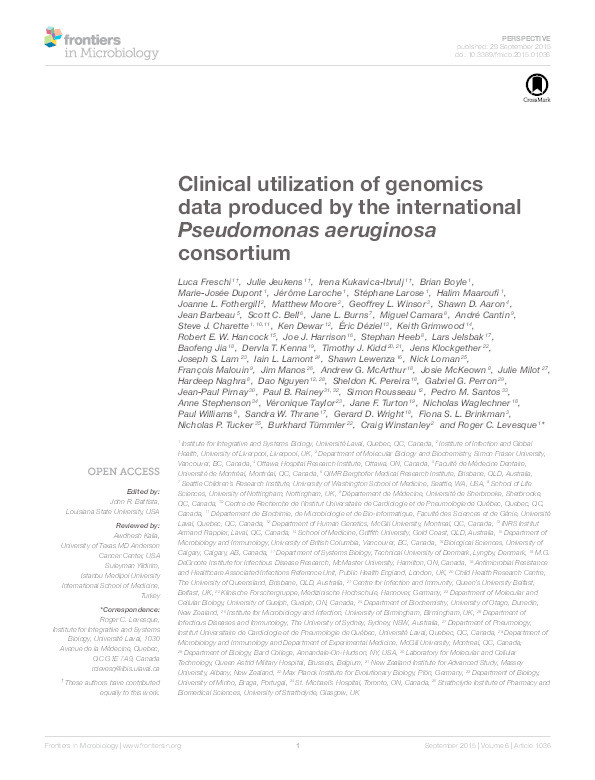 Clinical utilization of genomics data produced by the international Pseudomonas aeruginosa consortium Thumbnail