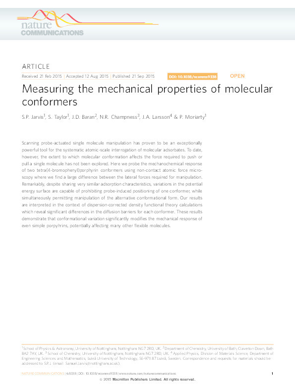 Measuring the mechanical properties of molecular conformers Thumbnail