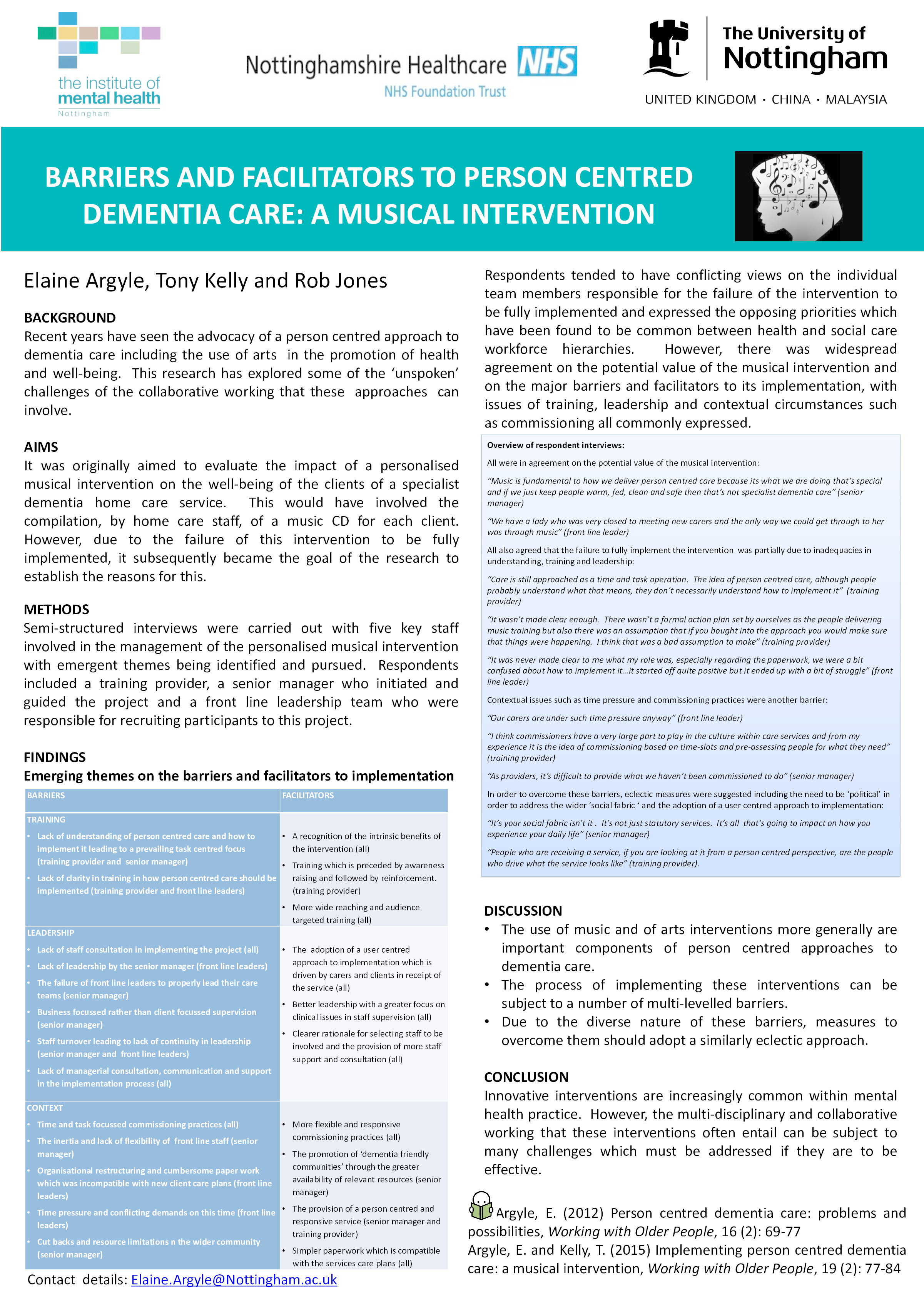 Barriers and facilitators to person centred dementia care: a musical intervention Thumbnail