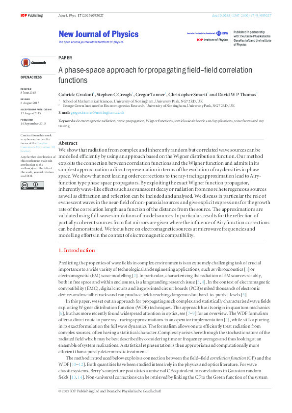 A phase-space approach for propagating field–field correlation functions Thumbnail