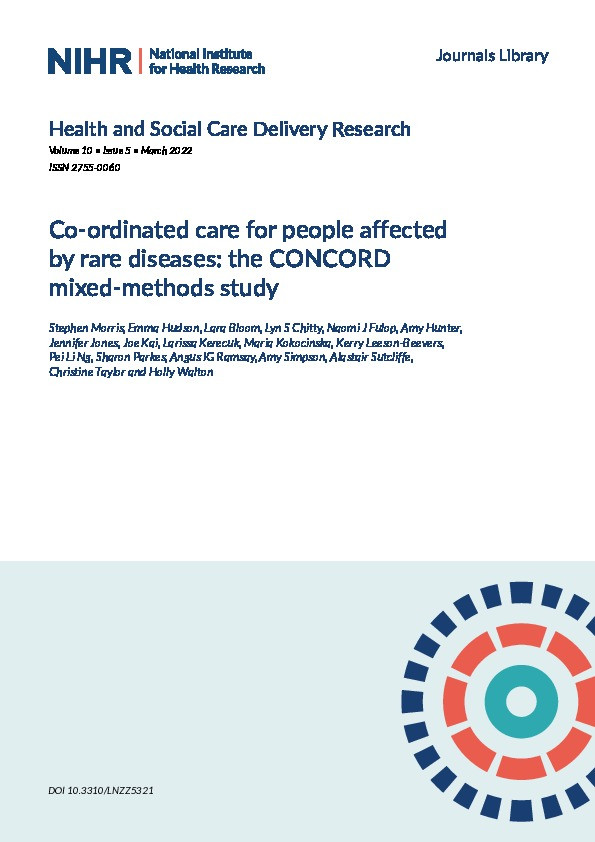 Co-ordinated care for people affected by rare diseases: the CONCORD mixed-methods study Thumbnail